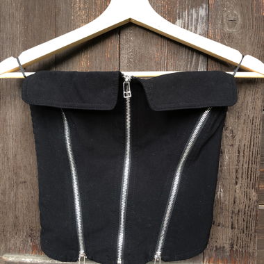 Schwarzes Corset-Top mit Reissverschluss