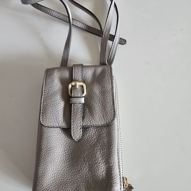 Sac bandouliere en cuir gris