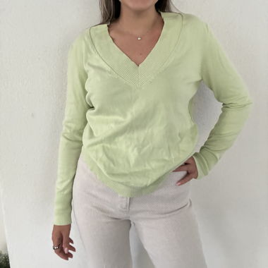 Light Green V-Neck Sweater