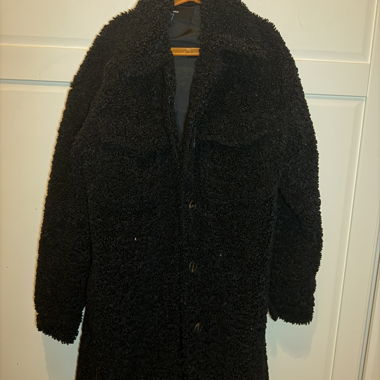 Black Plush-Effect Coat