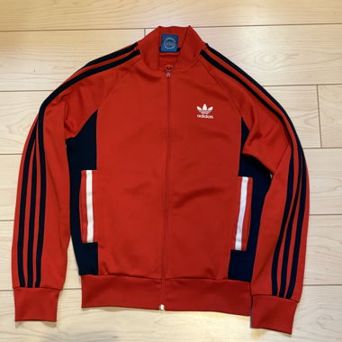 Giacca da tuta Adidas rossa con zip