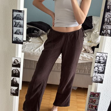 Pantalon en tissu brun