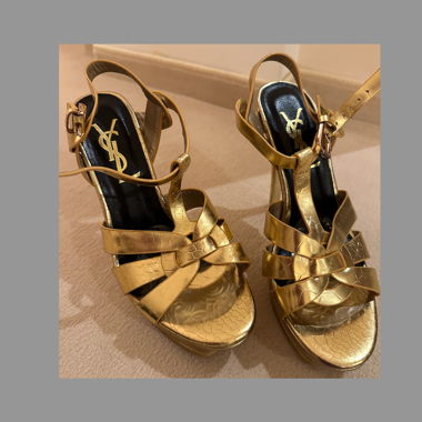 YSL golden sandals