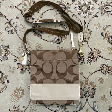 Borsa a tracolla coach marrone, beige e crema