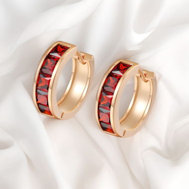 Ruby Earrings - Elegant Gold-Plated Jewelry