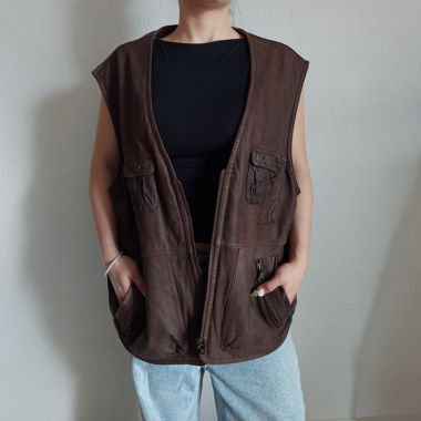 Gilet in pelle marrone Stanford // 52