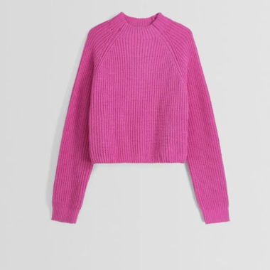 Rosa Strickpullover von Bershka Grösse S
