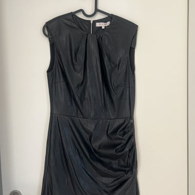 Black Dress with Leather Effect PLEASE