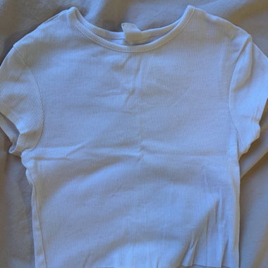 T-shirt a coste bianco