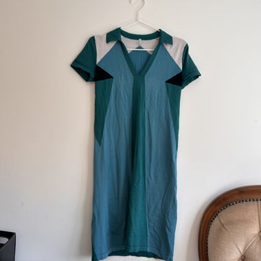 blue green dress