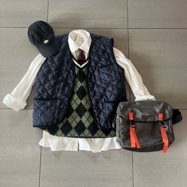 Pull sans manches à losanges rétro 