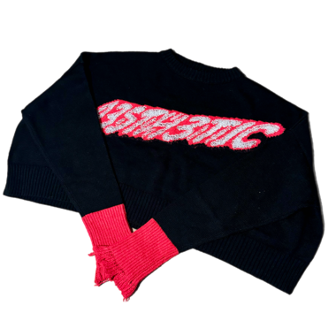 Maglione Diesel nero e rosso con slogan (s)