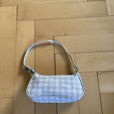 Borsa a tracolla blu a quadri