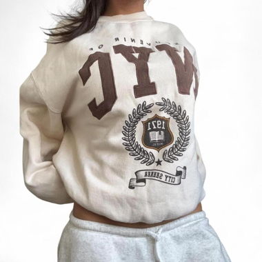 Beiger Varsity-Pullover
