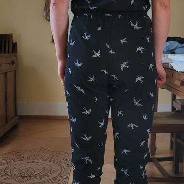 Black Jumpsuit with Swallow Pattern