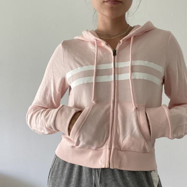 Baby pink zip up hoodie