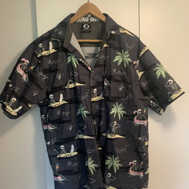 Hawaiian Shirt with Skeleton Motif