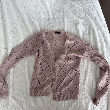 Cardigan in maglia rosa
