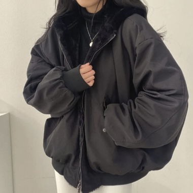 Giacca nera reversibile con zip