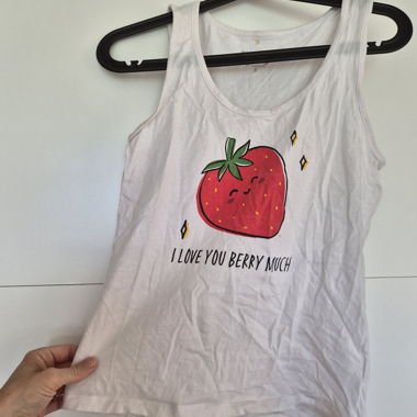 Débardeur blanc à imprimé fraises S