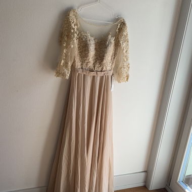Champagne Lace Evening Dress