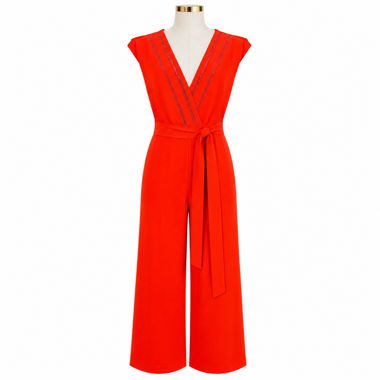 Mango Jumpsuit with Lace Details & Tie Belt