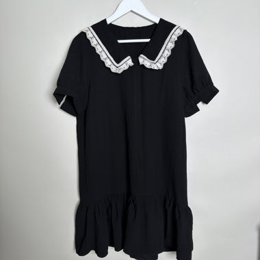 Black lace-collar dress