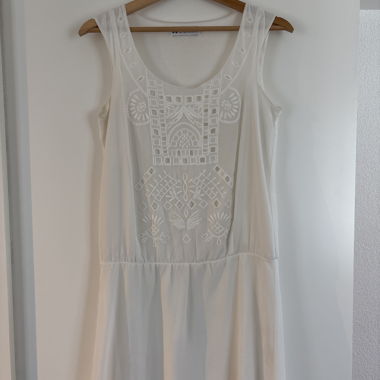 White spaghetti-strap dress with embroidery