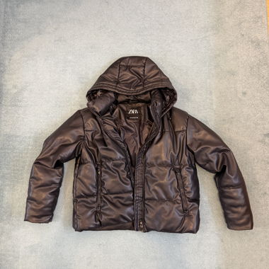 ZARA faux leather jacket with hood