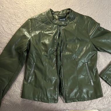 Grüne Kunstlederjacke Chicorée Grösse S