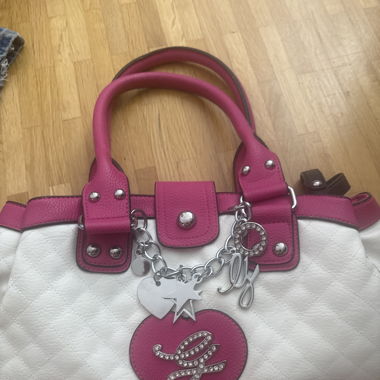Vintage Y2K Tasche pink weiss Glitzer