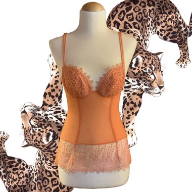 Top bustier in pizzo arancione mandarino