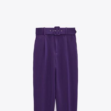Zara Purple Trousers with Lined Belt