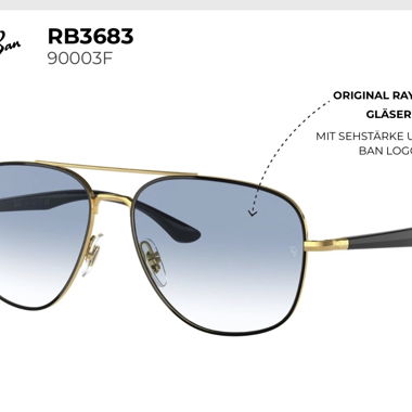 New Ray-Ban RB3683 lunettes de soleil Or/Bleu