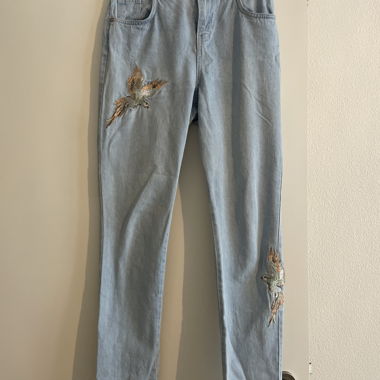 Noisy May blaue Jeans mit Print
