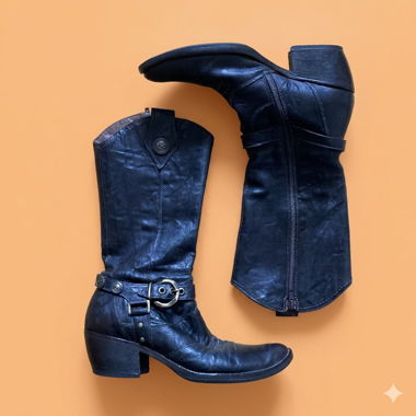 Bottes motard en cuir noir Y2K Nero Giardini