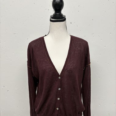 Mos Mosh Cardigan aus Leinen Gr. XS bordeaux
