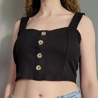 Crop top court noir boutonné