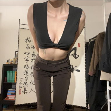 Black Twisted Crop Top
