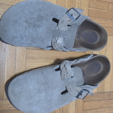 Sabots Birkenstock en daim gris