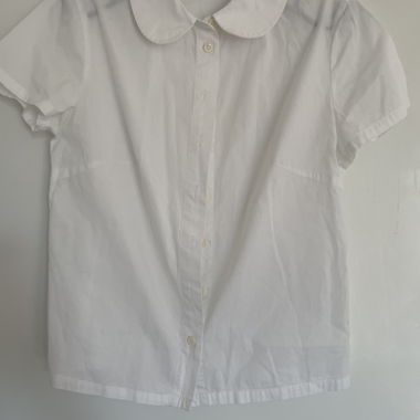 white rounded polo collar blouse