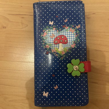 Porte-monnaie bleu avec motif champignons