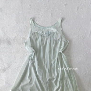 Camicia da Notte Vintage in Chiffon Menta (L)