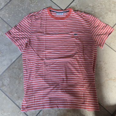 T-shirt Lacoste orange rayé Size L