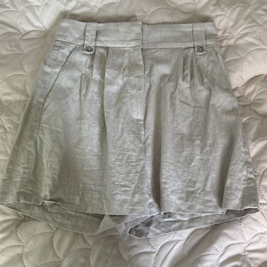 Shorts a Pieghe in Misto Lino