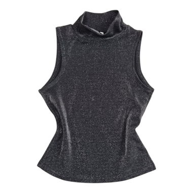 Top Vintage Y2K Argento con Canotta Sparkle Glitzer