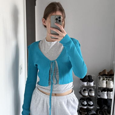 Türkis Strickjacke