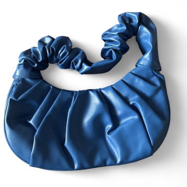 darkblue satin scrunchy bag