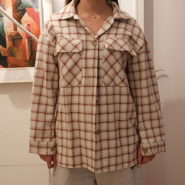 WHITE and BROWN OVERSHIRT