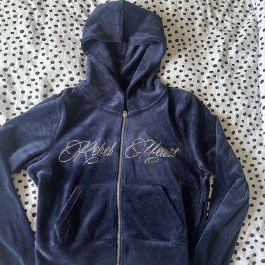 Blue Hoodie Jacket with Rhinestones